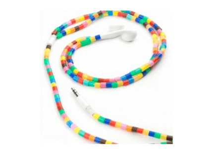 kikkerland earbuds multi color tube beads