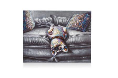schilderij lazy bulldog 