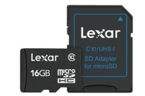 lexar 16gb microsd class 10  adapter