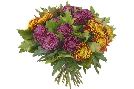 ah herfstchrysant met eikenblad boeket