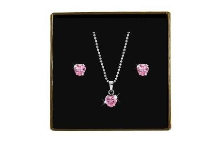 stalen set hart roze met zirkonia