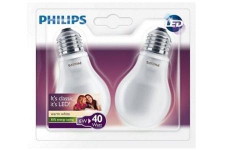 philips bulb mat led e27 6w 40w duopack