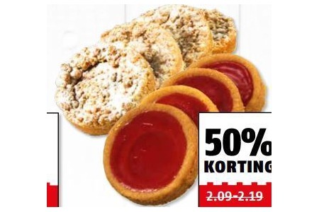 appelkruimelkoeken of aardbei pencees