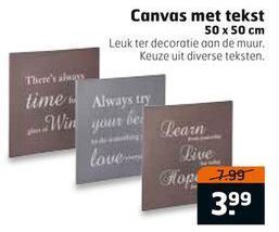 trekpleister canvas met tekst 50x50 cm