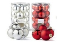 kerstballen wit en rood