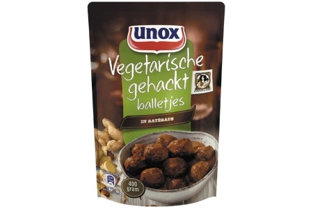 unox gehaktballetjes vegetarisch in satesaus