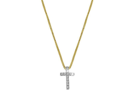14 karaat geelgouden ketting kruis met diamant