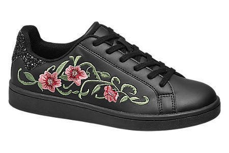 graceland zwarte sneaker bloemenpatroon