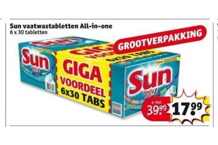 sun vaatwastabletten 6x30