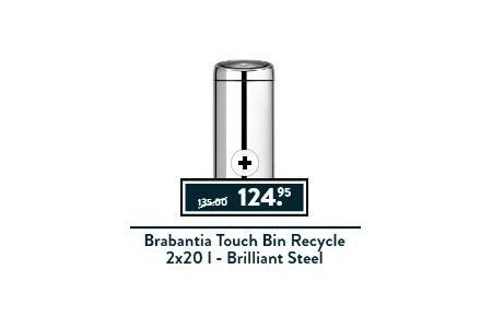 brabantia touch bin recycle 2x20 l brilliant steel