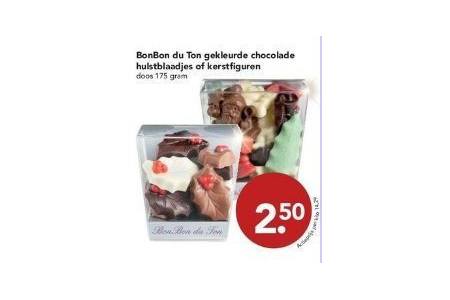 bonbon du ton gekleurde chocolade hulstblaadjes of kerstfiguren