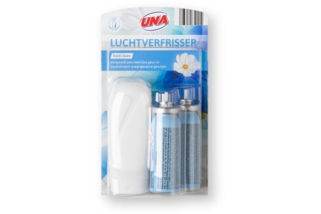 mini luchtverfrisserspray met houder of navulling 2x24ml