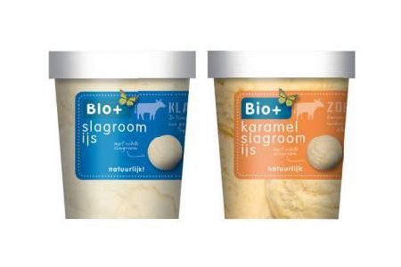 bio slagroomijs en karamel slagroomijs