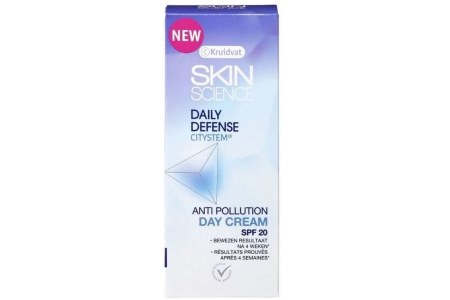 kruidvat skin science daily defense anti pollution spf20 day cream