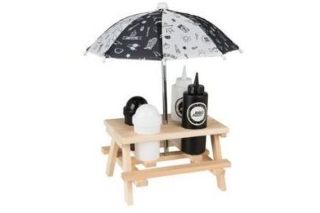 bbq sausset tuintafel met parasol