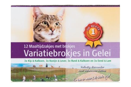 1 de beste kattenvoer variatie maaltijdzakje in gelei