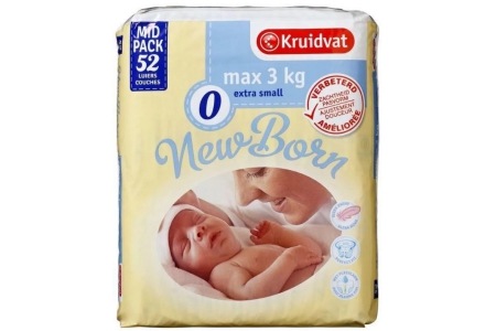 kruidvat 0 newborn extra small luiers midpack