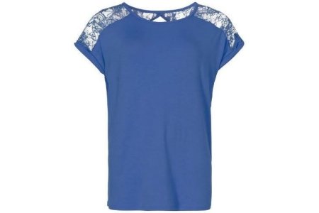 true spirit dames t shirt met kanten schouders blauw