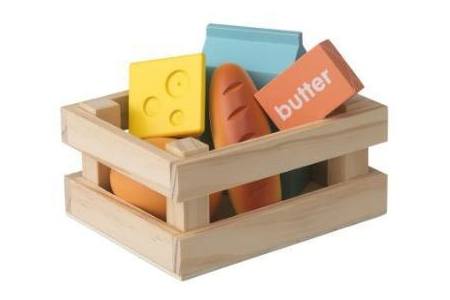 set van 5 houten zuivelproducten