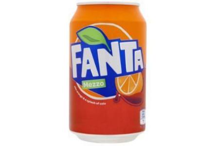 fanta mezzo mix orange en splash cola blikje