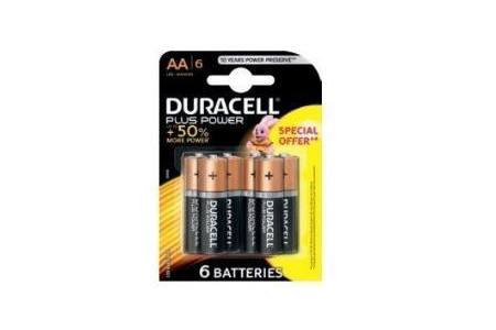 duracell alka plus power aa 6 pack