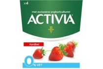 activia 0 vet yoghurt aardbei 4 stuks