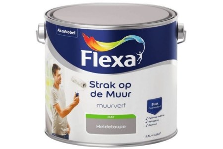 flexa strak op de muur mat heidetaupe