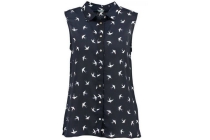 zeeman dames mouwloze blouse vogel print