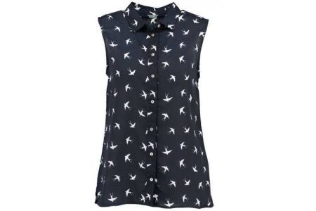 zeeman dames mouwloze blouse vogel print