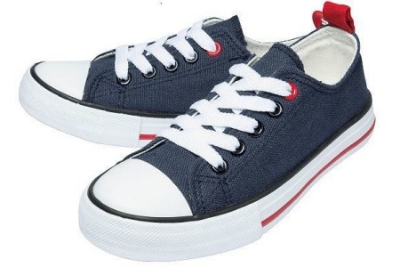 canvas sneakers donkerblauw met witte veters