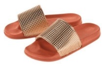 aldi slippers oranje glimmend