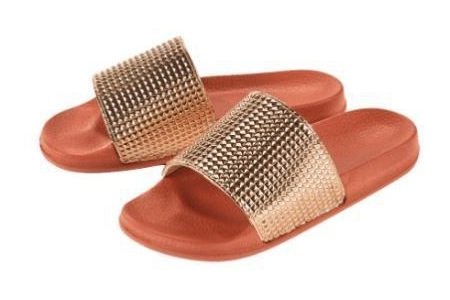 aldi slippers oranje glimmend