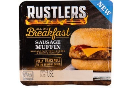 rustlers all day breakfast sausage muffin