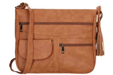 tas compact model met handige opbergvakken cognac