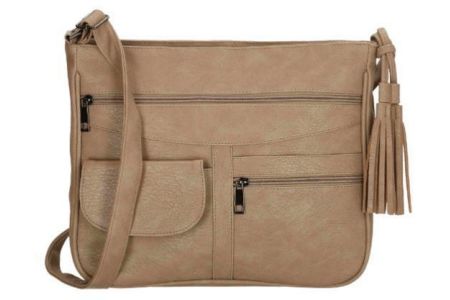 tas compact model met handige opbergvlakken taupe