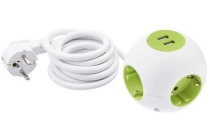 stekkerdoos 4x stekkerdoos en 2x usb ingang groen