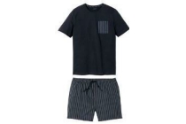 korte heren pyjama blauw