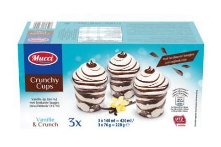 crunchy cups vanille 3x140ml