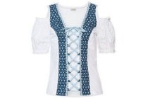 damesblouse blauw wit