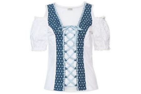 damesblouse blauw wit