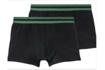 livergy heren boxers zwart met groene band set van 2