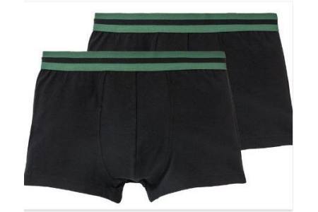 livergy heren boxers zwart met groene band set van 2