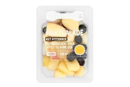 jumbo fruitsalade met pittenmix honingmeloen rode appel blauwe bes