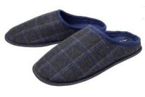 pantoffels blauw grijs geruit