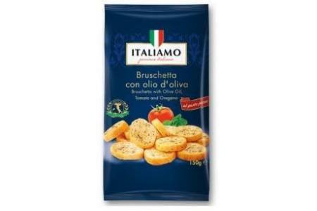 italiamo bruschetta con olio d oliva pizza en olijf