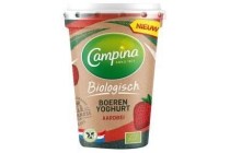 campina biologisch boeren yoghurt aardbei