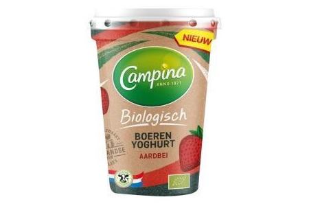 campina biologisch boeren yoghurt aardbei