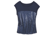 top met pailletten blauw