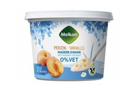 melkan magere kwark 0 vet vanille perzik