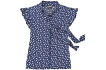 blouse donkerblauw bloemen